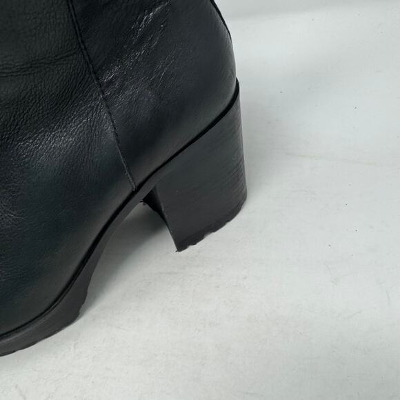 Lucky Brand Women’s Size 9.5 Black Leather Block Heel Ankle Boots Booties - Picture 3 of 14